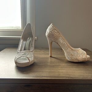 White mesh heels
